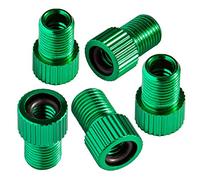 Bike Bits Presta Valve Adapter - Convert Presta to Schrader - French/UK to US - Inflate Tire Using Standard Pump or Air Compressor (5 Pack) (Green)