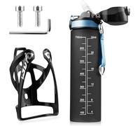 Bike Bottle Holder with 700ml Water Bottle, Premium BPA Free Leak Proof Bike Water Bottle with Bottle Cage, Cycling Drink Bottle Holder for Road Bike, Mountain Bike and Kids Bike (Black)