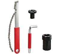 Bike Cassette Removal Tool Kit with Chain Whip, Red Auxiliary Wrench, Freewheel Lockring Remover and Square Cap Allen Wrench, Bicycle Sprocket Removal Tools for 7 8 9 10 11 12 Speed
