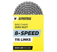 Bike Chain 5/6/7/8 Speed for Shimano & SRAM, 116 Links with Quick Link - Alphatrail Zero Rust Chain, Rust-Resistant, 1/2 x 3/32, 21 & 24 Speed, for Hybrid, City, Mountain Bike, Road, E-Bikes