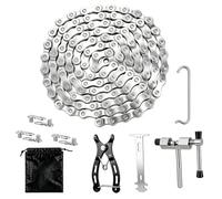 Bike Chain 6/7/8 Speed, 116 Links Bicycle Chains with Bikes Tool Kit | Bike Tools with Quick Link Master Link Chain Pliers Hook & Caliper | Universal Replacement Chains | for Mountain & Road Bikes
