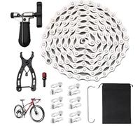 Bike Chain, 6/7/8 Speed Bicycle Chain Link Removal Tool, 12 PCS Mountain/Road Cycling Maintenance Tools Kit, with Bike Parts Bike Chains for Road Mountain Racing Cycling (1/2 x 3/32 inch 116 Links)