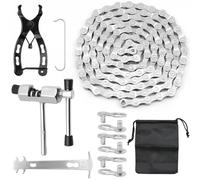 Bike Chain, 6/7/8 Speed Bicycle Chain Link Removal Tools Kit Mountain Road Cycling Chain Maintenance Tool Kit, Bicycle Accessories Bike Chain for Road Mountain Racing Cycling (116 Links, 1/2 × 3/32")