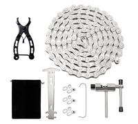 Bike Chain, 6/7/8 Speed Chain 116 Links (1/2x3/32"), Mountain/Road Cycling Maintenance Tools Kit, for Road Mountain Racing Cycling, Includes Link Plier, Cutter & Inspection Gauge