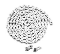 Bike Chain, 9 Speed Cycling Chains,116 Links Bicycle Chain High Strength Manganese Steel Cycling Chain with Magic Buckle Bicycle Accessories for Road Mountain Bike(Silver)