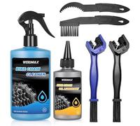 Bike Chain Cleaner, WEIDMAX 6 in 1 Bicycle Cleaning Kit 100ml Chain Lube and 300ml Cleaning Spray Bike Chain Lubricant with Brushes Cycling Maintenance, Suitable for All Types of Bike