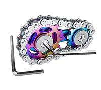 Bike Chain Fidget Spinner, Sprocket Chain Fidget Toy for Ages 5-15, Christmas Stocking Filler Gift For Kids Boys Girls 6 7 8 9 10 11 12 13 Years Old, Stainless Steel ADHD Finger Spinning Toy (rainbow)