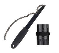 Bike Chain Wheel Removal Wrench with Cassette Extractor and Chain Whip, Sturdy Carbon Steel Tool for Cycling Maintenance and Repair, Suitable for Different Bike Models (4 black)
