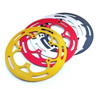 Bike Chainring Guard, Aluminum Alloy Chainring Protector for BCD 130mm, Fits 50-54T Single Chainring, Red(Silver)