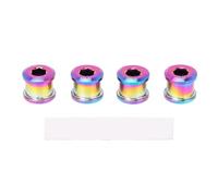 Bike Chainring Screws High Strength Ti Alloy Lightweight Durable One Piece Thread Disc Chainwheel Bolts for Mountain Road Bikes 4pcs 6.5mm Colorful