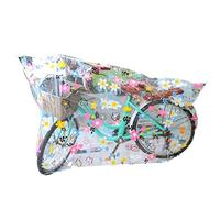 Bike Cover, Cute Clear Outdoor Storage Waterproof Bicycle Covers Heavy Duty Ripstop Material, Protection for All Types of Bicycles, Plus UV Protector Saddle Cover (For Two Bikes (White Pink Flowers))