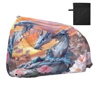 Bike Cover Waterproof Outdoor Bicycle Moped Rain Covers Heavy Duty Windproof Sun Protection for Mountain Road Bike Flower Blue Dragon