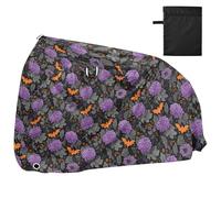 Bike Cover Waterproof Outdoor Bicycle Moped Rain Covers Heavy Duty Windproof Sun Protection for Mountain Road Bike Orange Bat Purple Flower Pattern