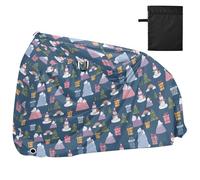 Bike Cover Waterproof Outdoor Bicycle Moped Rain Covers Heavy Duty Windproof Sun Protection for Mountain Road Bike Snowman Families Play under The Rainbow Aurora Christmas Trees Covered with Glowing