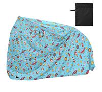 Bike Cover Waterproof Outdoor Bicycle Moped Rain Covers Heavy Duty Windproof Sun Protection for Mountain Road Bike Astronaut Rocket Flying Saucer Stars Pattern
