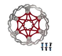 Bike Disc Brake Rotor, 160mm 180mm 203mm Disc Brake Rotor Bike Stainless Steel Bike Rotor with 6 Bolts, Floating Brake Disc Bicycle Brake Pad for Mountain Bike, BMX (203mm-Red)