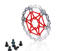 Bike Disc Brake Rotor, 160mm 180mm 203mm Disc Brake Rotor with 6 Bolts, Stainless Steel Bicycle Rotor for Road Bike Mountain Bike BMX (180mm-Red)