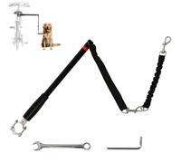 Bike Dog Leash Black Steel Polyester 124cm Extendable Elastic Bicycle Lead Pole