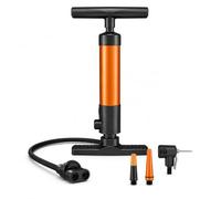 Bike Floor Pump 140 PSI, Steel Bicycle Tyre Inflator, Presta Schrader Dunlop Valve Compatible Manual Air Pump with Stable Base, PP Handle & Nozzle Attachments for Road MTB Hybrid Bikes
