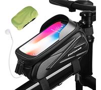 Bike Frame Bag Waterproof Bicycle Phone Mount Bag Cycling Cell Phone Holder with TPU Touch Screen with Sun Visor and Rain Cover for iPhone Samsung Smart Phone up to 7''