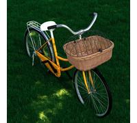 Bike Front Basket Natural Willow & Iron 50x45x35 cm Rustic Pet Carrier Handwoven