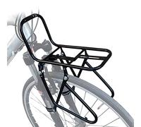 soonbuy Bike Front Pannier Rack, Bicycle Hang On Front Rack, 15KG Load Cycle Rack, Brake Frame Luggage Shelf, Easily mounts Bags/Tent/Sleeping Bag/Baskets to Handlebars in Seconds black