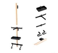 Bike Gear Wall Rack with Natural Beech Wood Bar - Heavy Duty Helmet and Goggle Holder - Adjustable Cycling Storage Solution for Home 669x176mm(A)