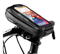 Bike Handlebar Bag, Universal Waterproof Bicycle Cell Phone Mount Cycling Frame Top Tube Pouch Pannier Cycle Bags Bike Phone Holder with Touch Screen for iPhone 16 15 14 13 Pro Smartphone up to 6.7''