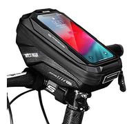 Bike Handlebar Bag, Waterproof Bicycle Frame Top Tube Pouch Pannier Cycling Handlebar Bags Bike Cell Phone Mount Cycle Holder with Touch Screen for iPhone 16 15 14 13 12 Pro Max Smartphone up to 6.7''