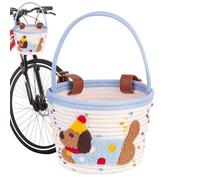 Bike Handlebar Basket - Rope Woven Dog Style Storage Bag, Kids Cycling Carry System, For Girl Boy Ride Use, Grocery Mountain Beach Cycling Storage Utility Travel Outdoor Basket Accessory