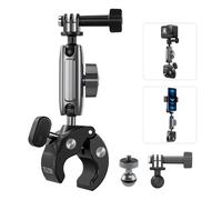 Bike Handlebar Clamp Mount Motorcycle Mount for GoPro Hero 13 12 11 10 9 8 7 Insta360 X5 X4 DJI Osmo Action 5 Pro 4 Action Cameras Accessories - 360 Degree Rotation