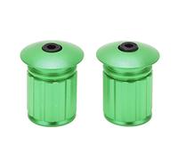 Bike Handlebar End Plugs, Bike Expansion Locking Aluminum Handlebar Bar End Cap Expandable Adjustable Locking Caps for Folding Mountain Fixed Gear (Green)