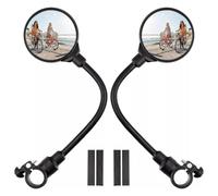 Bike Handlebar Mirror Dual Pack with Wide Angle Acrylic Convex Lens and 360 Degree Adjustable Flexible Arm for Clear Rear View on Various Bikes