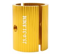 Bike Handlebar Shim Adapter Aluminum Alloy 2pcs 25.4 to 31.8mm | Cnc Machined Reducer, Quick Install for Stem Upgrade, Wave Profile, Smooth Edges, Golden Finish