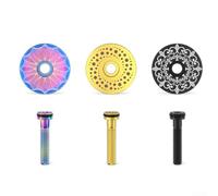 Bike Headset Cover for 28.6mm Front Fork, Lightweight 31.8mm Metal Top Cap with Titanium Bolt for Cycling Upgrade Black Gold(Mark Gold)