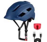 Bike Helmet, Adjustable Cycling Helmet with USB Rechargeable LED Light, Lightweight Bicycle Helmets for Adults, Breathable Mountain & Road Cycle Helmet for Men Women Fit Head Size 58-62cm