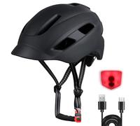 Bike Helmet, Adjustable Cycling Helmet with USB Rechargeable LED Light, Lightweight Bicycle Helmets for Adults, Breathable Mountain & Road Cycle Helmet for Men Women (Matte black)