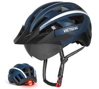 Bike Helmet for Men Women with Rear LED Light, Visor and Magnetic Goggles