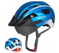 Bike Helmet for Men Women with Rear LED Light, Visor and Magnetic Goggles