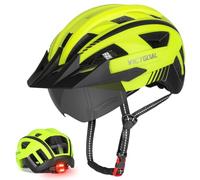 Bike Helmet for Men Women with Rear LED Light, Visor and Magnetic Goggles