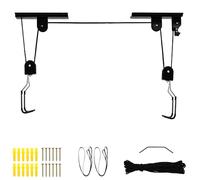 Bike Hoist Holds Up to 110 lbs Capacity Bicycle for Garage Ceiling Bike Hanger Fit 10 to 16 Feet High Ceiling Bicycle Lift Hanging Rack Heavy Pulley System for Kayak, Canoe, Bikes, or Ladder Storage