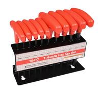BIKE IT 10pc 10 Piece Metric T-Handle Hexagon Allen Key Tool Set with Rack Long Hex Tool