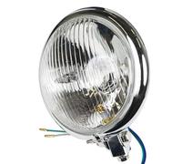 BIKE IT 5¾" Motorcycle Headlight Bates Style Chrome Universal Motorbike Front Light Unit 5 3/4" Bottom Mount 12v H4 55/60w Bulb