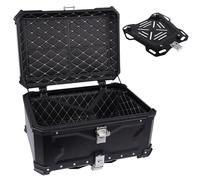 BIKE IT Aluminium Motorcycle Top Box Luggage Top Case with Security Lock Universal Fitting Plate (65L)