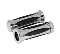 Bike It Chrome Oval Custom Cushion Motorcycle Handlebar Grips 22mm