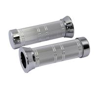 Bike It Classic Knurled Chrome Motorcycle Handlebar Grips 22mm