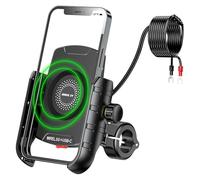 BIKE IT Compact Motorcycle Mobile Phone Wireless Charger Holder, USB-C, Universal Phone Fitment, IP66 Waterproof, 360-Degree Rotation, 15W Quick Charge, Motorbike Scooter Cellular Mount