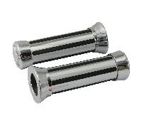 MOTORCYCLE HANDLEBAR GRIPS RAIL TYPE WITH CAP DETAIL CHROME 25/28mm 130mm LENGTH