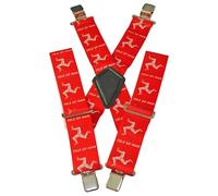 BIKE IT Isle Of Man Heavy Duty Motorcycle Rider Braces Elasticated Motorbike Trouser Braces - Red