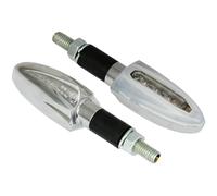 Bike It LED Runner Two Moto Indicators With Chrome Body And White Clear Lens